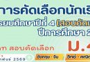 ผลการคัดเลือกนักเรียนเข้าเรียนชั้นมัธยมศึกษาปีที่ 4 ประเภทสอบคัดเลือก
